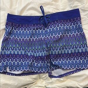 Prana Vibrant Blue Patterned Swim Shorts
